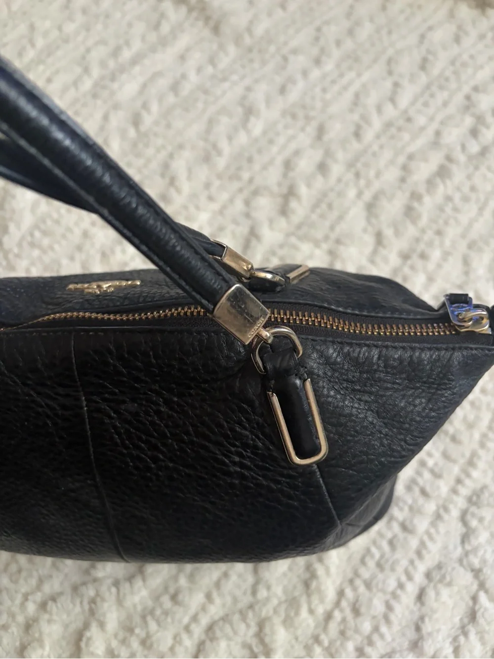 Coach Black Pebbled Leather Shoulder Bag with Gold Hardware